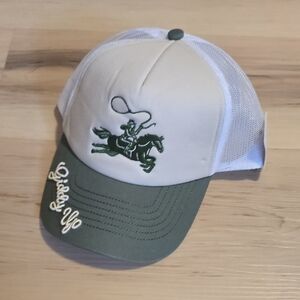 NWT Free People Giddy Up Trucker Hat, Cream/Green
